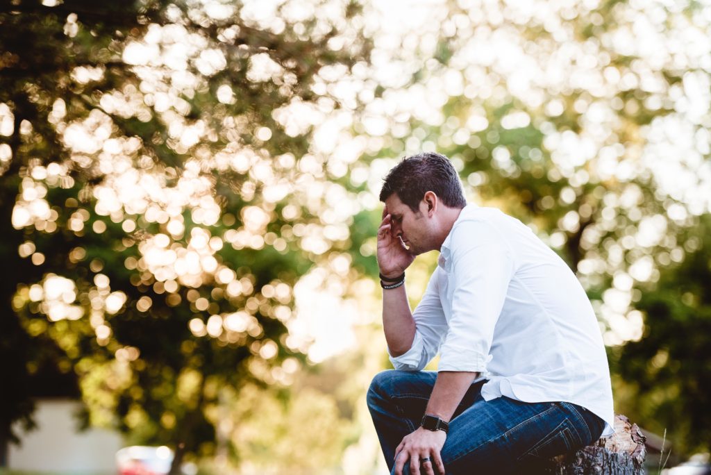 Severe chronic depression makes this man despondent.